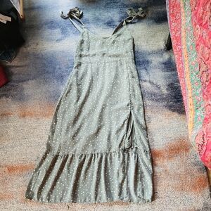 Abercrombie & Fitch Olive Green Polka Dot Midi Dress
